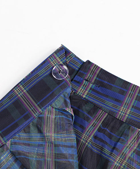 Madras Check Tulle Mesh Skirt