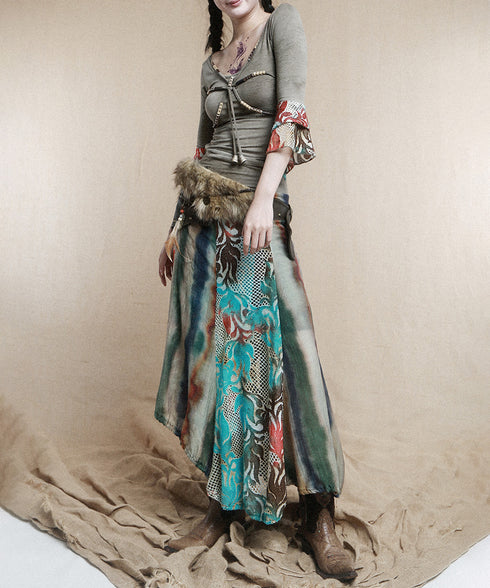 Bohemian Patchwork TieFront Top