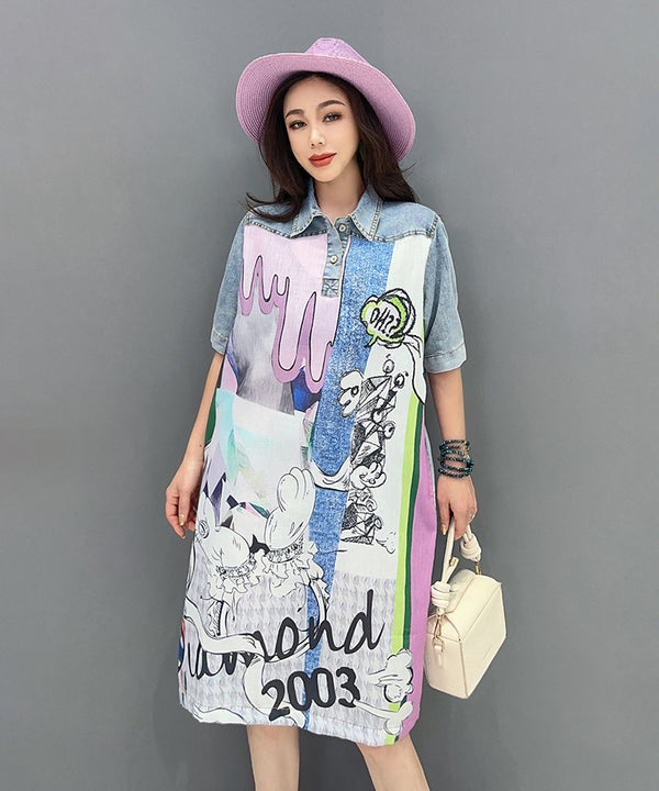 Graphic Patch Denim Dress