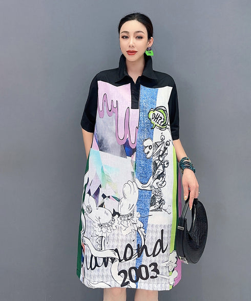 Graphic Patch Denim Dress