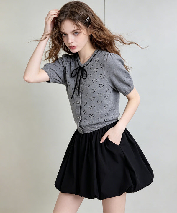 Heart Eyelet Ribbon Top