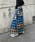 Denim Patchwork Check Skirt
