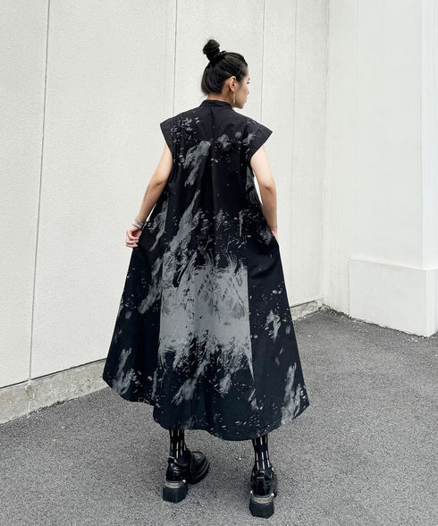 French Sleeve Print Dress