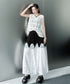 Bicolor Pleated Lace Skirt