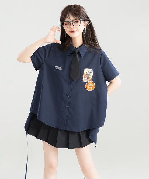 Ribbon Emblem Blouse