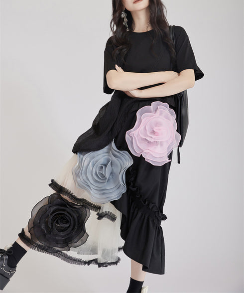 Big Flower See-Through Skirt