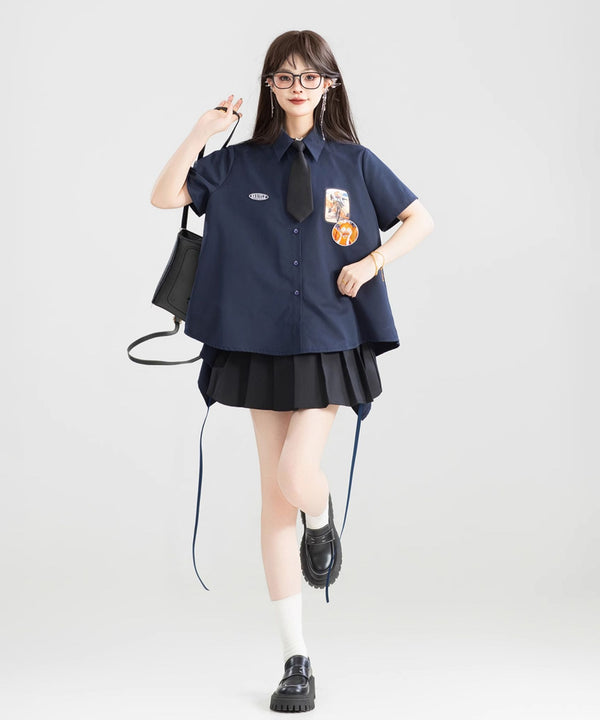 Ribbon Emblem Blouse