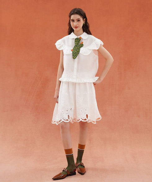 Dark Green Embroidered Cactus Tie