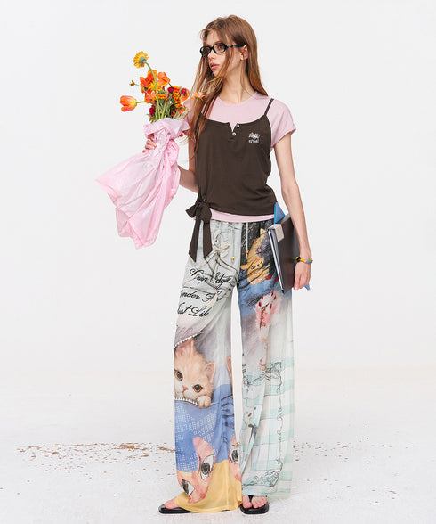 Charm Collage Wide Pants