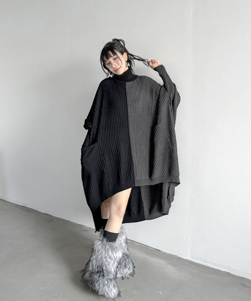 Two-tone Turtleneck Dress