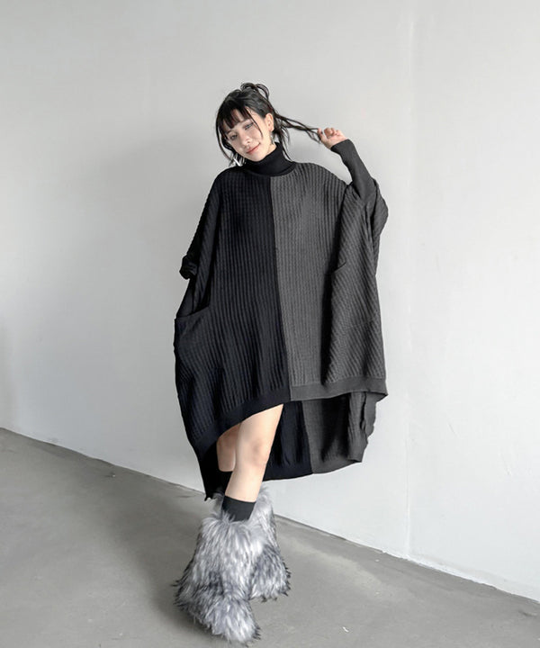 Two-tone Turtleneck Dress