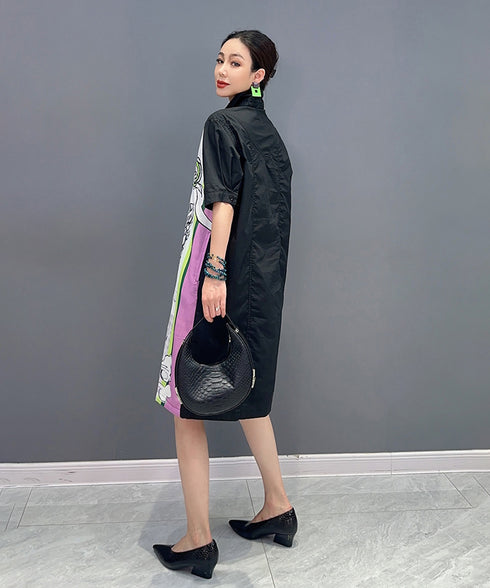 Graphic Patch Denim Dress