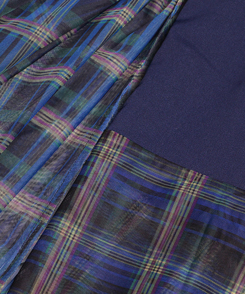 Madras Check Tulle Mesh Skirt