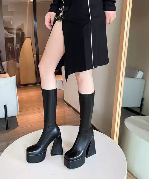 Square Platform High Heel Boots