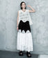 Bicolor Pleated Lace Skirt