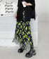 Neon Flower Pleated Skirt