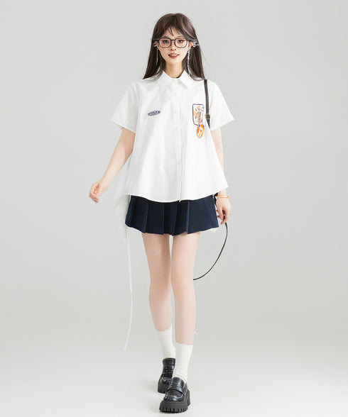 Ribbon Emblem Blouse