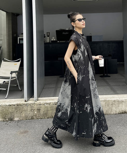 French Sleeve Print Dress