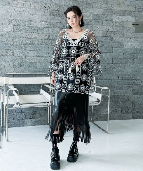 Sheer Bloom Embroidery Top