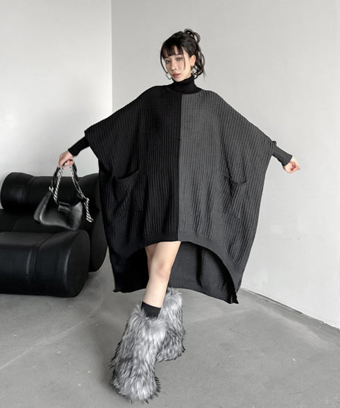 Two-tone Turtleneck Dress