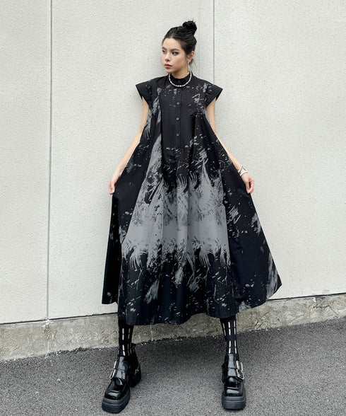 French Sleeve Print Dress