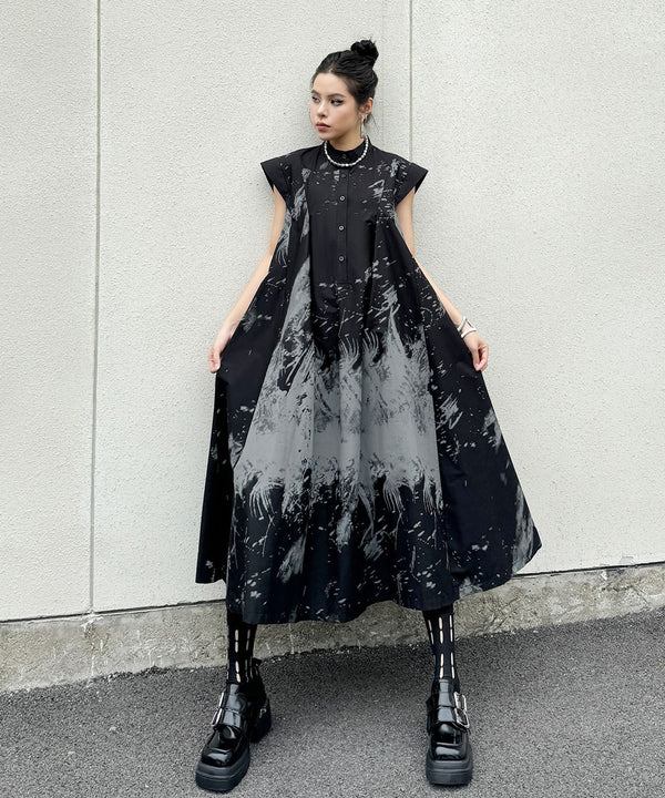 French Sleeve Print Dress