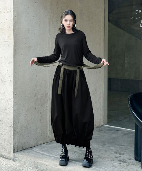 Cord Loose Suspender Skirt