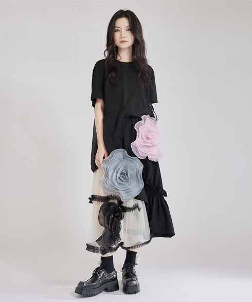 Big Flower See-Through Skirt