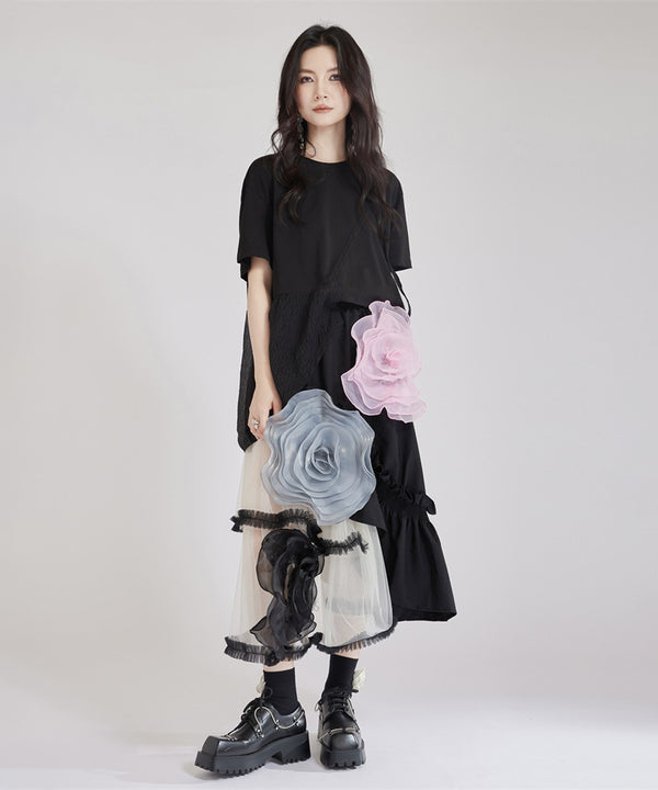 Big Flower See-Through Skirt
