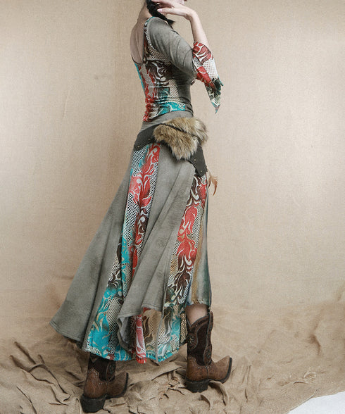 Bohemian Patchwork TieFront Top