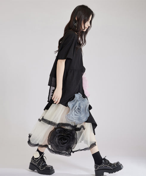 Big Flower See-Through Skirt