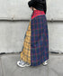 Denim Patchwork Check Skirt