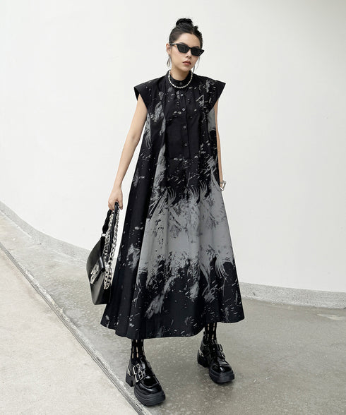 French Sleeve Print Dress