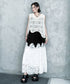 Bicolor Pleated Lace Skirt