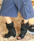 Ruched Open Toe Boots