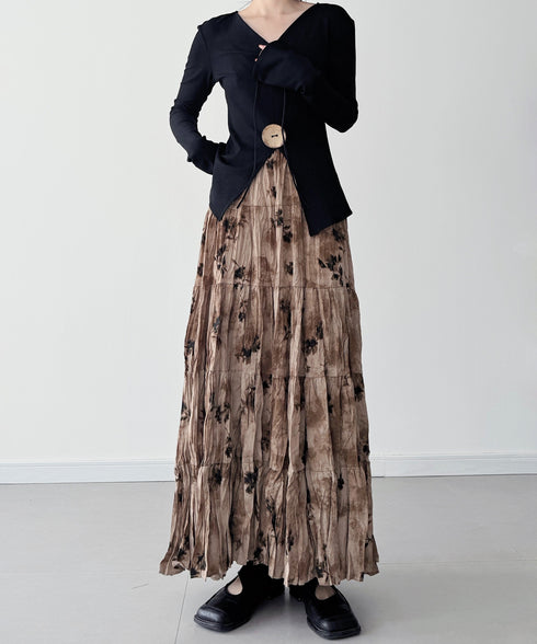 Distressed Botanical Skirt
