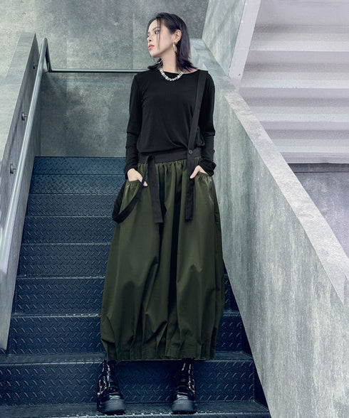 Cord Loose Suspender Skirt