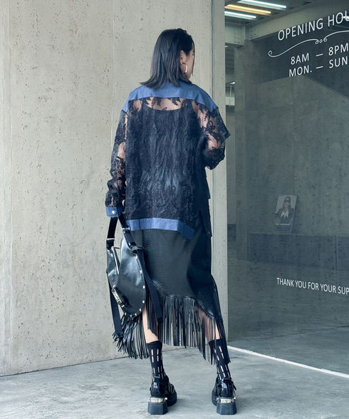 Lace Denim Combination Blouse