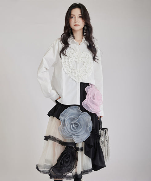 Big Flower See-Through Skirt