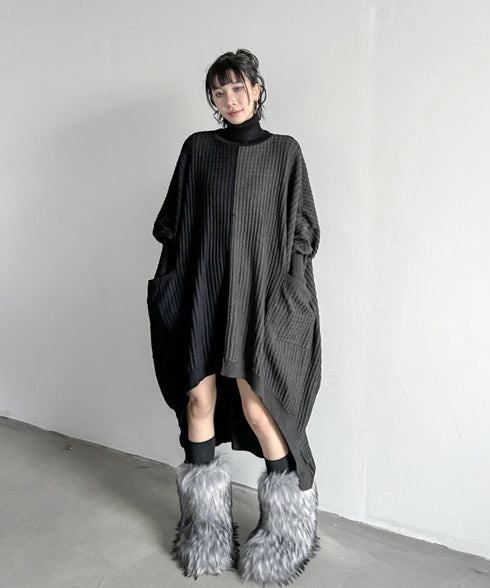 Two-tone Turtleneck Dress