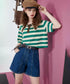 Stripe Collar Polo Top