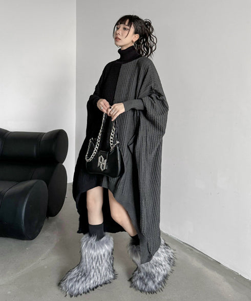 Two-tone Turtleneck Dress