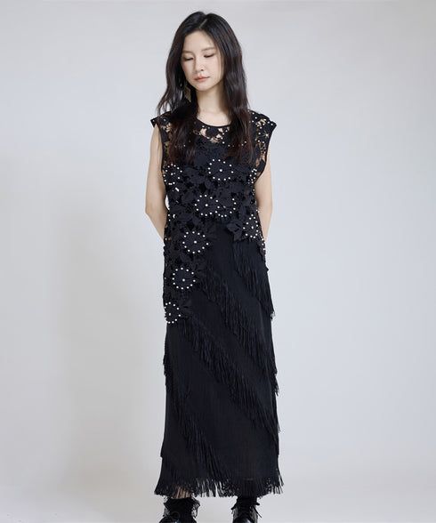 Slash Fringe Skirt