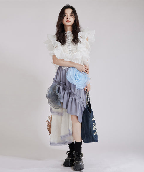 Big Flower See-Through Skirt