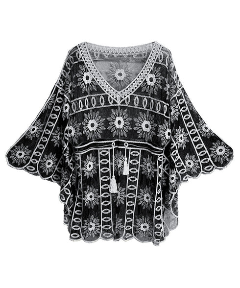 Sheer Bloom Embroidery Top