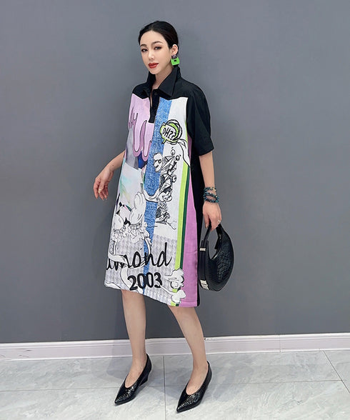 Graphic Patch Denim Dress