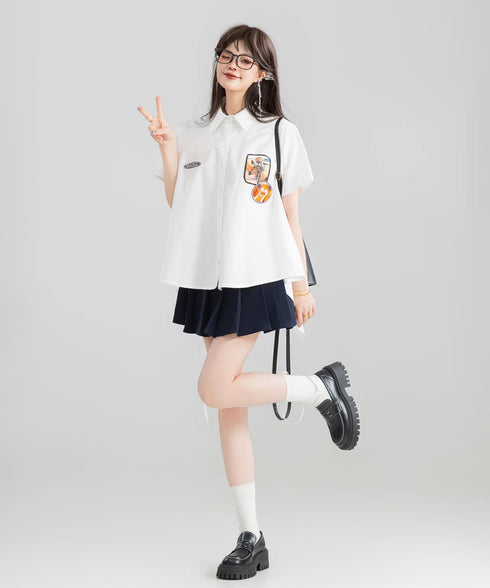 Ribbon Emblem Blouse