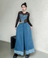 Stitch Contrast Color Wide Denim