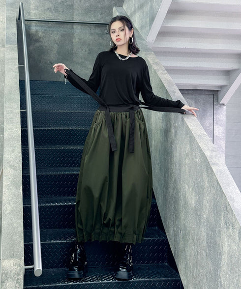 Cord Loose Suspender Skirt