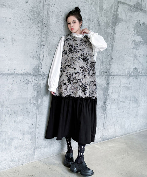 Monotone Tree Jacquard Dress